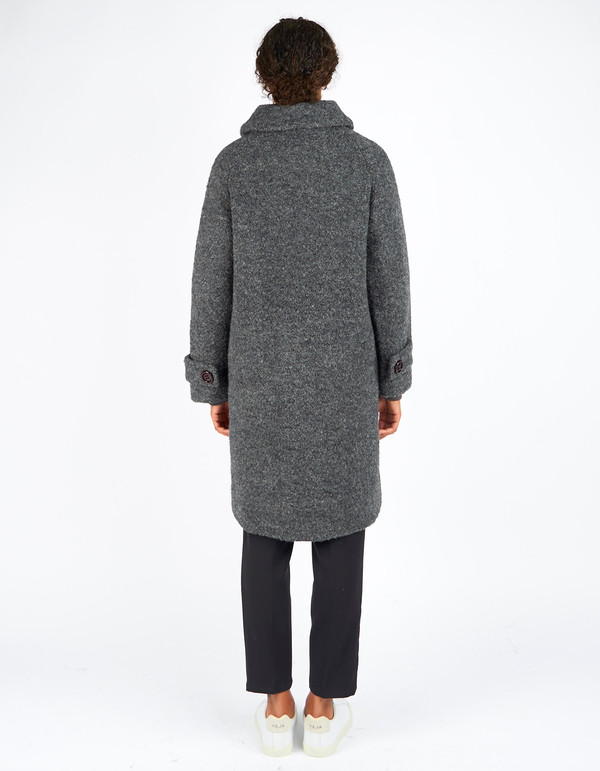 Ganni Fenn Double Breasted Coat Smoked Pearl Melange Ganni Fenn Double Breasted Coat Smoked Pearl Melange