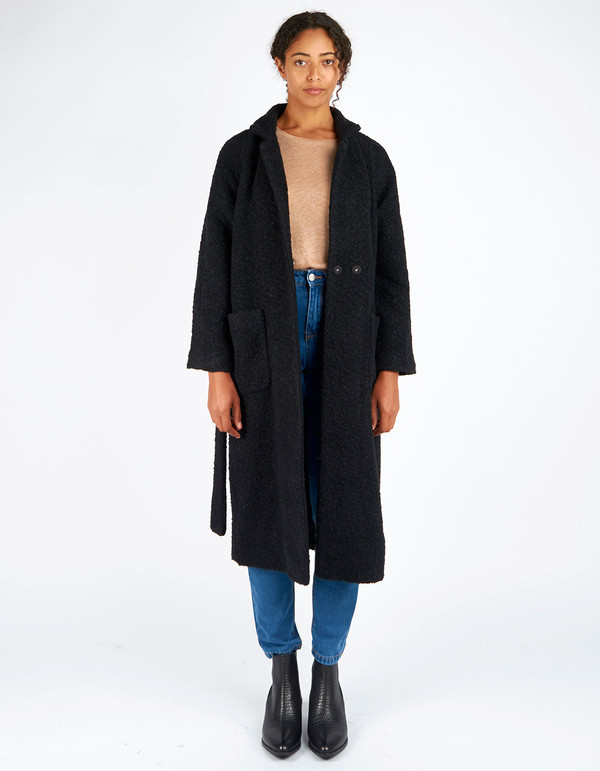 Ganni Fenn Long Wrap Coat Black Ganni Fenn Long Wrap Coat Black