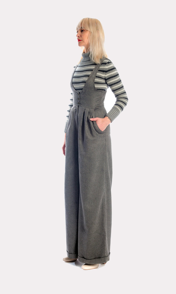 Kurt Lyle Olivia Suspender Pants in Charcoal Ultrasuede Kurt Lyle Olivia Suspender Pants in Charcoal Ultrasuede