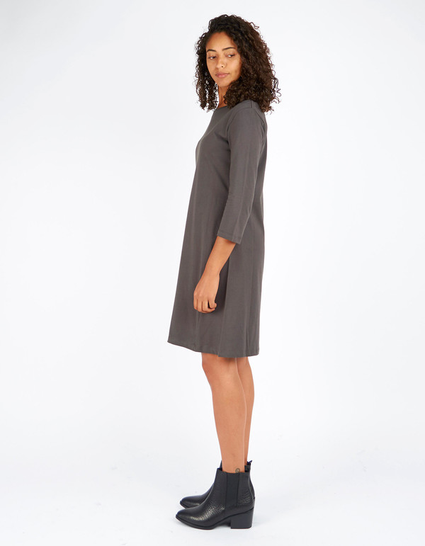 Kowtow Building Block Boat Neck Dress Charcoal Kowtow Building Block Boat Neck Dress Charcoal