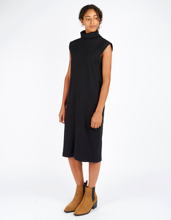Kowtow Building Block Rib Roll Neck Dress Black Kowtow Building Block Rib Roll Neck Dress Black