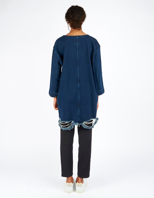 Waven Eira Distressed Denim T Dress Blue Rip & Repair Waven Eira Distressed Denim T Dress Blue Rip & Repair