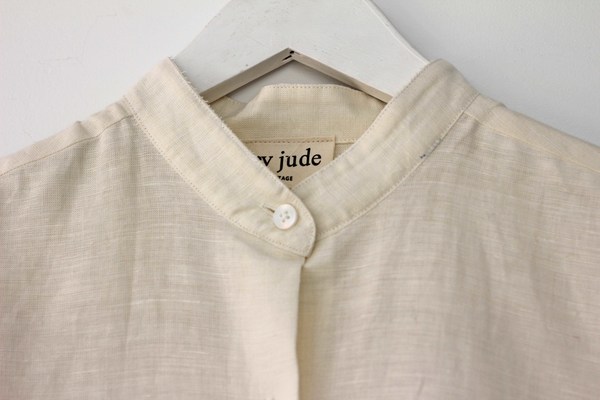 Hey Jude Vintage Linen Mandarin Collar Top Hey Jude Vintage Linen Mandarin Collar Top