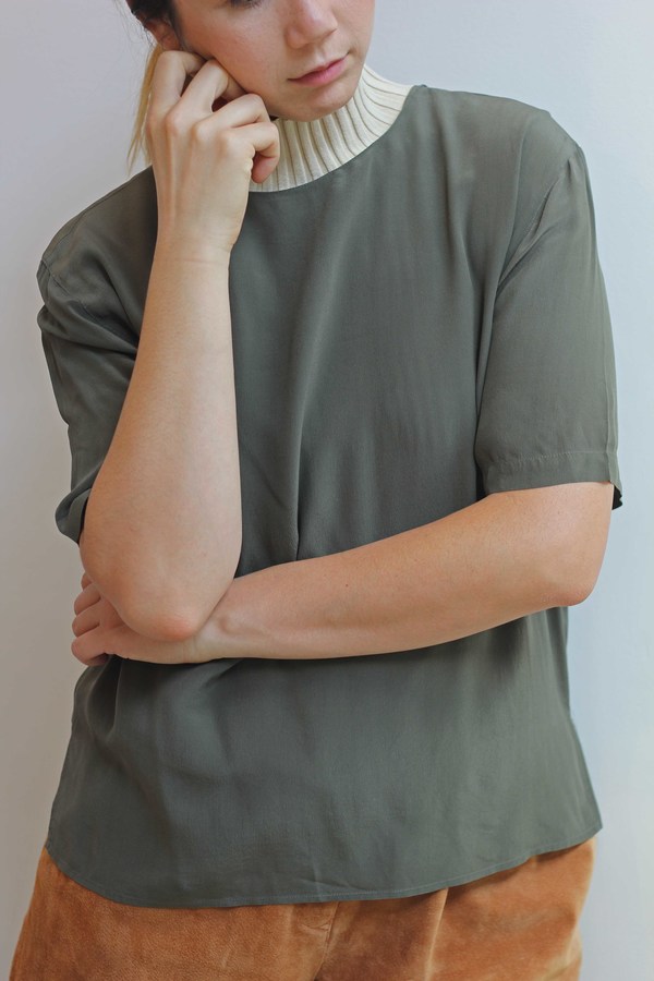 Hey Jude Vintage Olive Silk Tee Hey Jude Vintage Olive Silk Tee