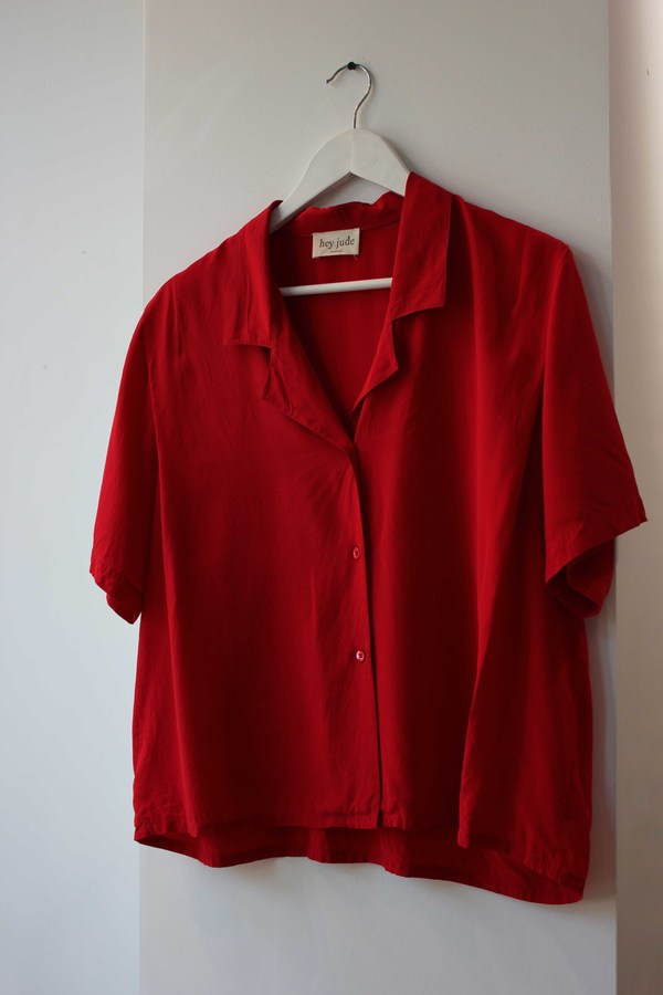 Hey Jude Vintage Crimson Silk Blouse Hey Jude Vintage Crimson Silk Blouse