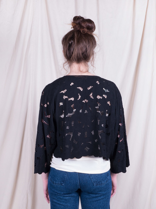 Woods Vintage Black Lace Cardigan Woods Vintage Black Lace Cardigan