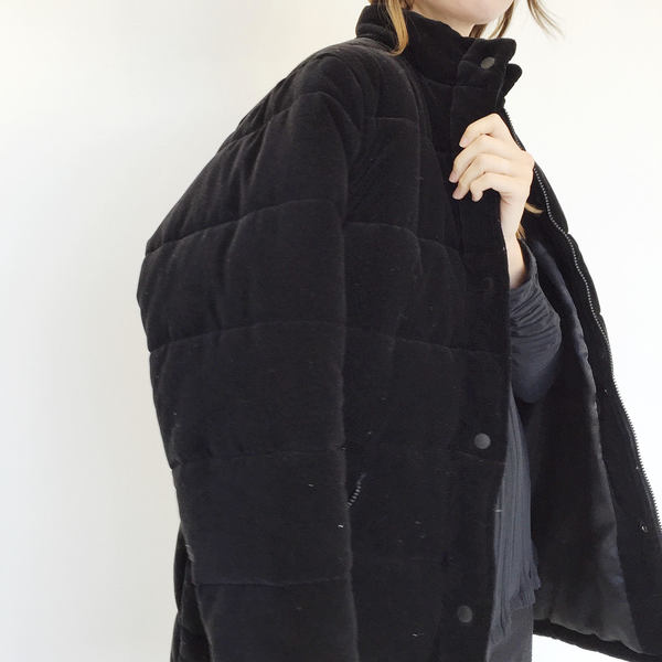 Johan Vintage Black Velvet Puffer Coat Johan Vintage Black Velvet Puffer Coat