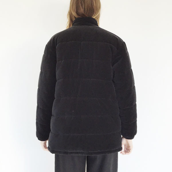 Johan Vintage Black Velvet Puffer Coat Johan Vintage Black Velvet Puffer Coat