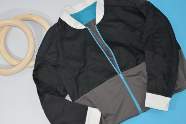 VPL Panopoly Jacket: Black & Turquoise Zipper VPL Panopoly Jacket: Black & Turquoise Zipper
