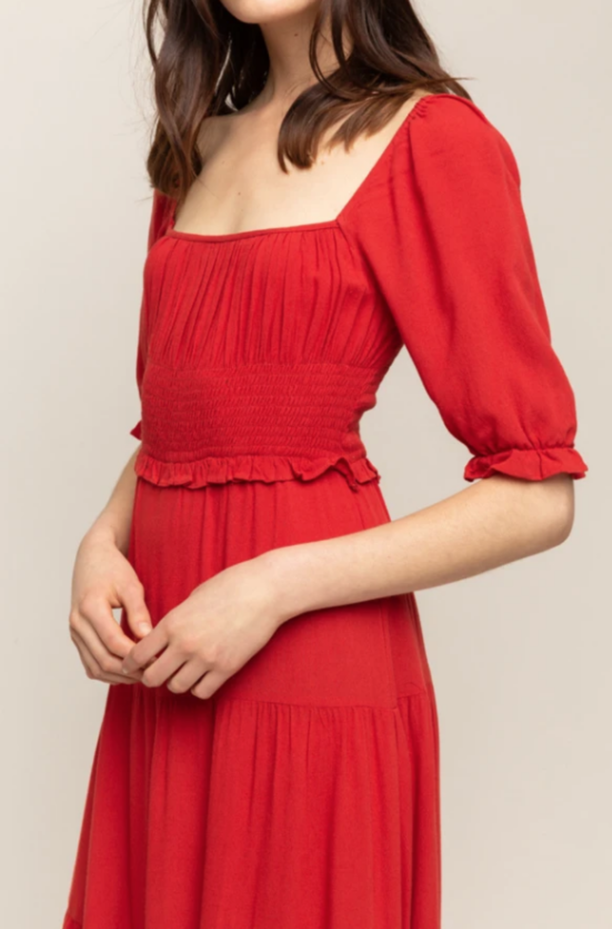 Grade & Gather Smocked Square Neck Midi Dress Garmentory