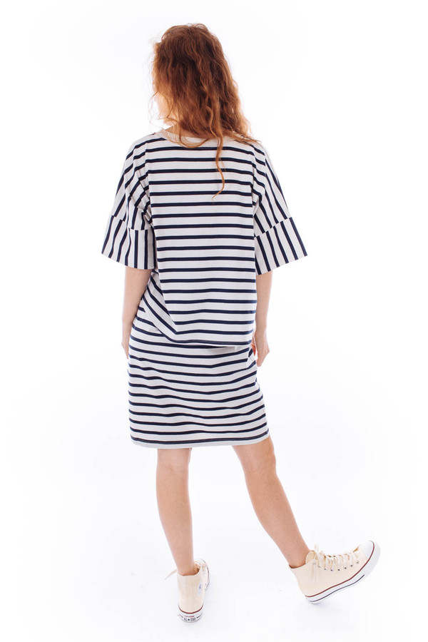Kowtow Building Block Layered Tee Dress (Navy Natural Stripe) Kowtow Building Block Layered Tee Dress (Navy Natural Stripe)