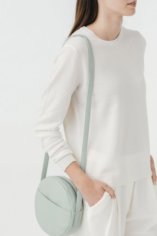 BAGGU Milled Leather Circle Purse in Seaglass BAGGU Milled Leather Circle Purse in Seaglass