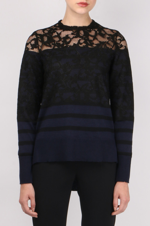 (nude) Striped Round Neck Sweater (nude) Striped Round Neck Sweater