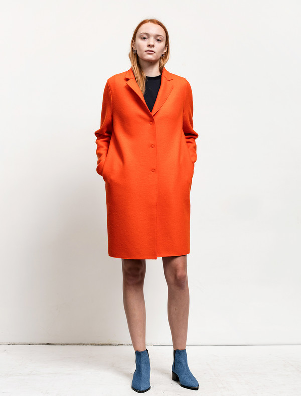 Harris Wharf Womens Cocoon Coat Pressed Wool Orange Harris Wharf Womens Cocoon Coat Pressed Wool Orange