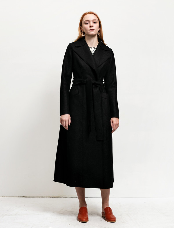 Harris Wharf Womens Long Duster Coat Pressed Wool Black Harris Wharf Womens Long Duster Coat Pressed Wool Black