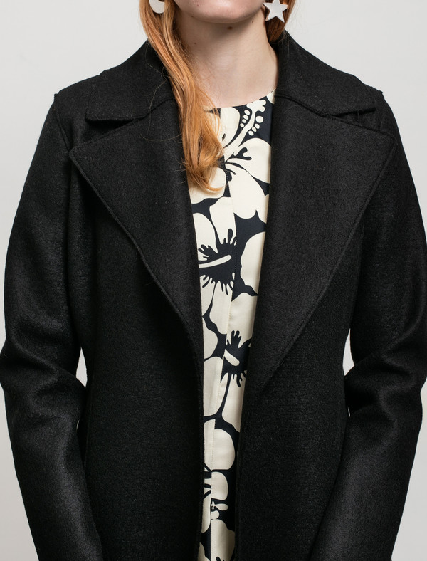 Harris Wharf Womens Long Duster Coat Pressed Wool Black Harris Wharf Womens Long Duster Coat Pressed Wool Black