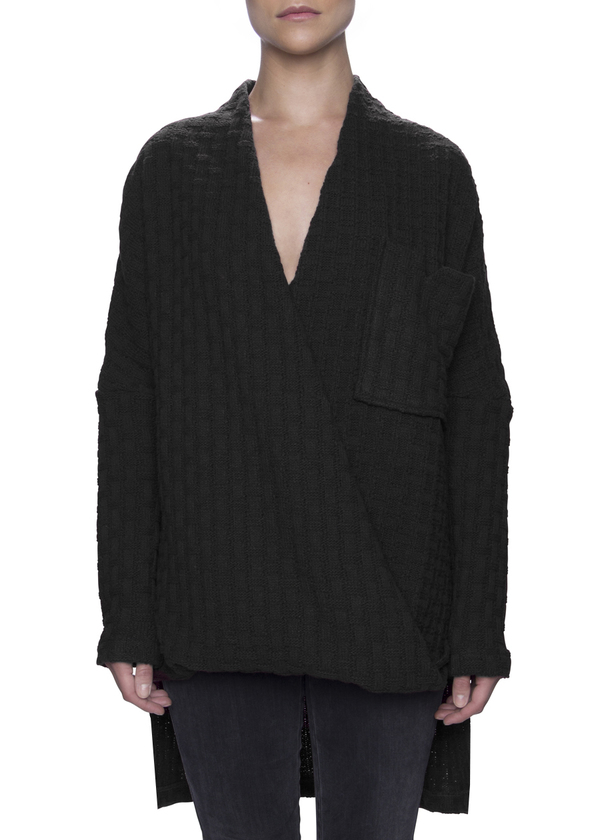 Vincetta Black Wrap Front Sweater Vincetta Black Wrap Front Sweater