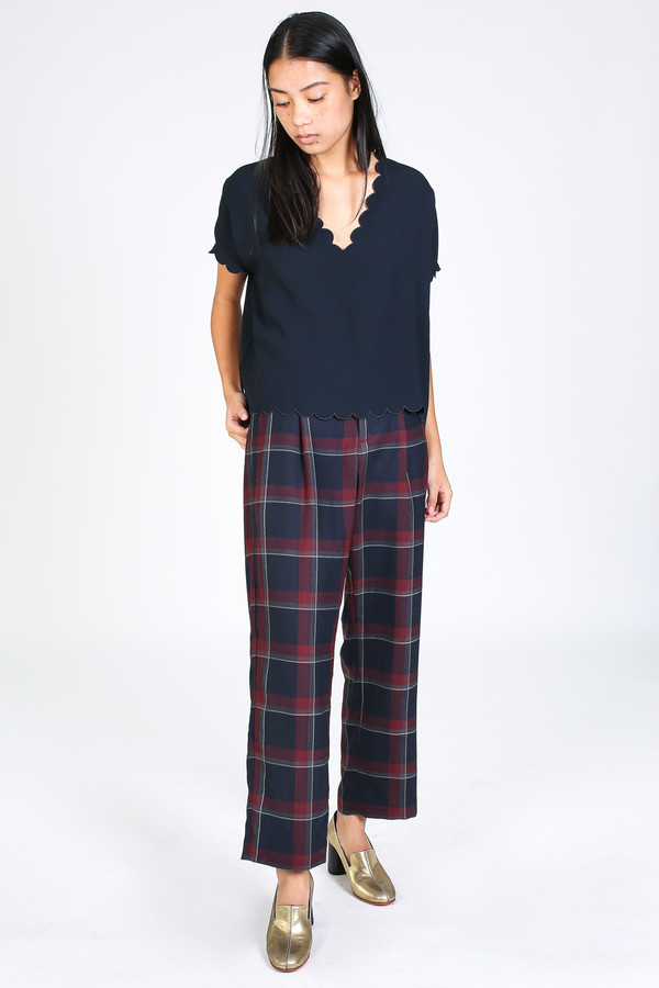 Suno Pleat front trouser in wine Suno Pleat front trouser in wine