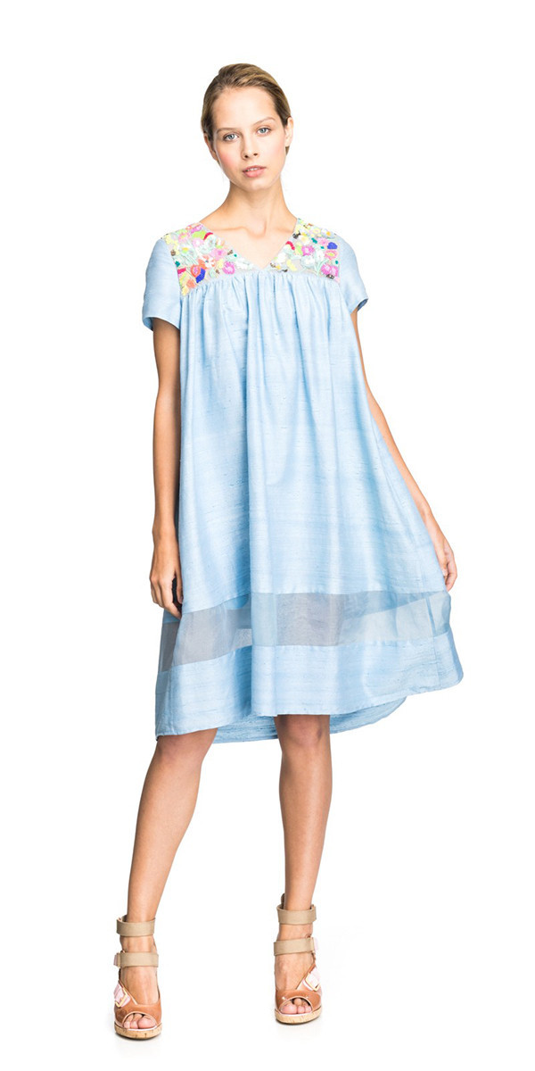 SUNO FLORAL EMBROIDERY BABYDOLL DRESS SUNO FLORAL EMBROIDERY BABYDOLL DRESS