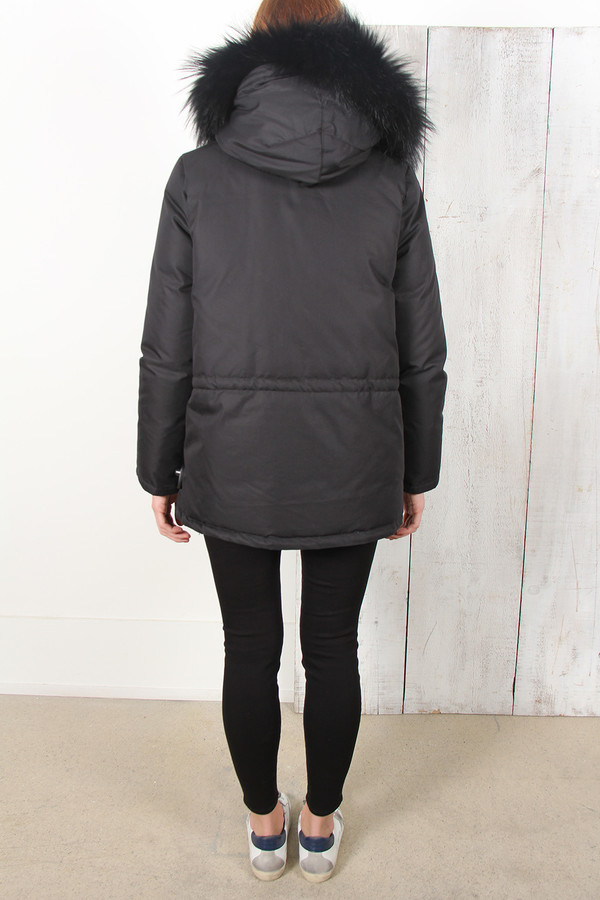 Yves Salomon BLACK FUR LINED PARKA Yves Salomon BLACK FUR LINED PARKA