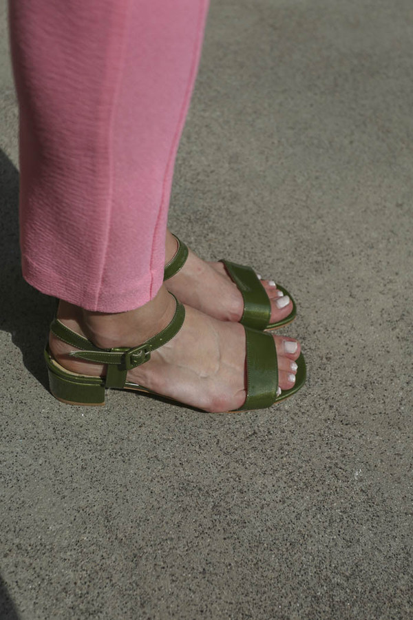 Maryam Nassir Zadeh Sophie Sandal in Olive Sparkle Maryam Nassir Zadeh Sophie Sandal in Olive Sparkle