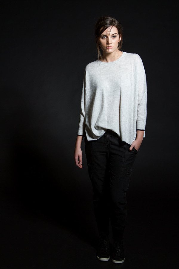 Paychi Guh Cashmere Tipped Tee Dove Grey Paychi Guh Cashmere Tipped Tee Dove Grey