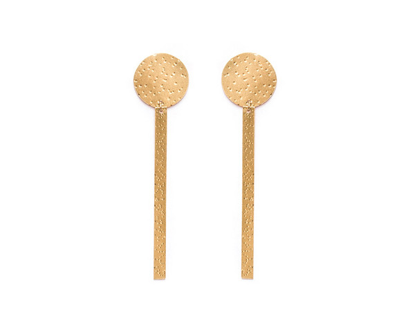 Modern Weaving Sun Dial Earrings in Brass Modern Weaving Sun Dial Earrings in Brass