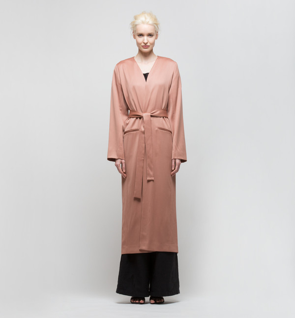 Ryan Roche Long Collarless Jacket Rose Sable Ryan Roche Long Collarless Jacket Rose Sable