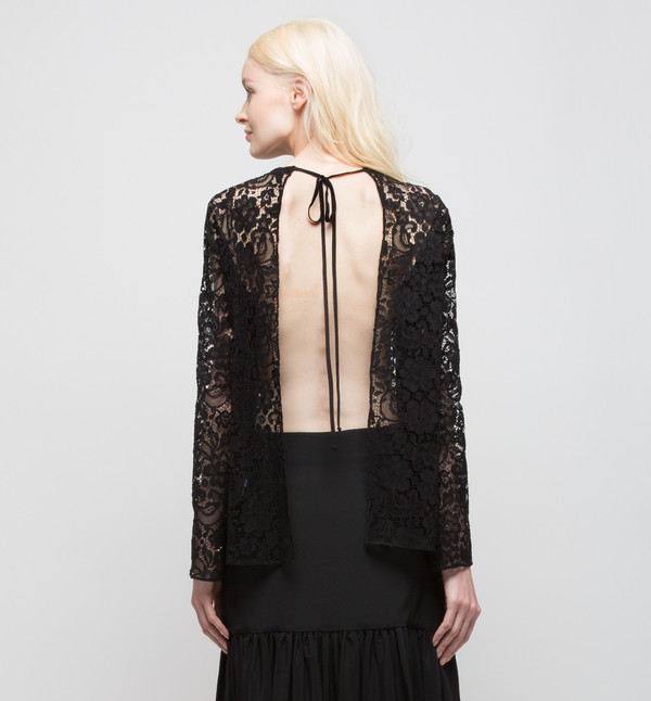Ryan Roche Tie-Back Top Black French Lace Ryan Roche Tie-Back Top Black French Lace