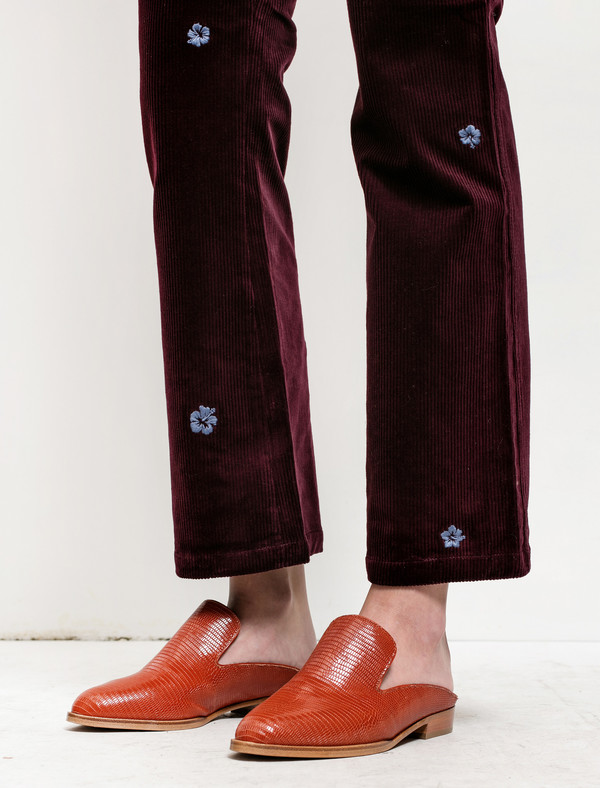 Trademark Embroidered Corduroy Pant Burgundy Trademark Embroidered Corduroy Pant Burgundy