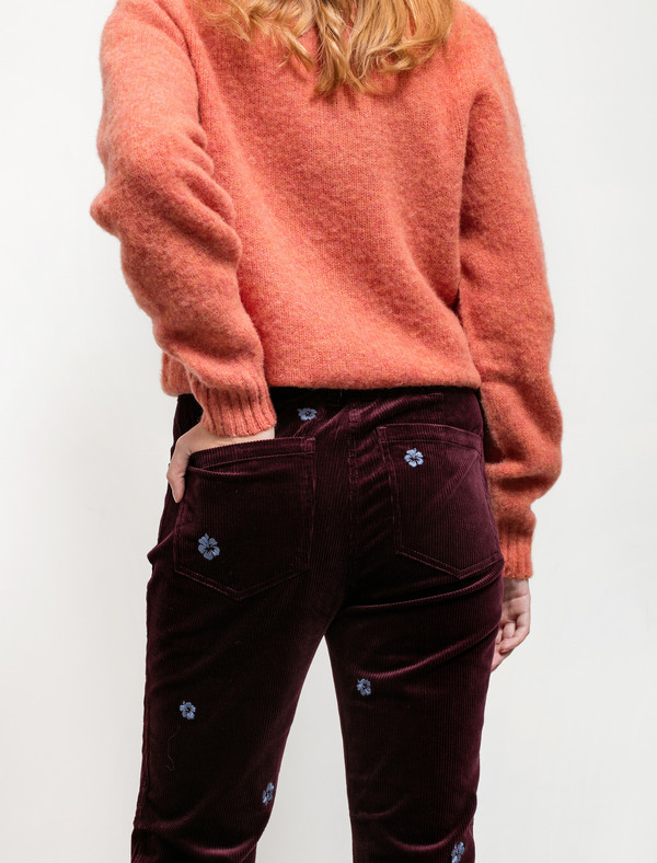 Trademark Embroidered Corduroy Pant Burgundy Trademark Embroidered Corduroy Pant Burgundy