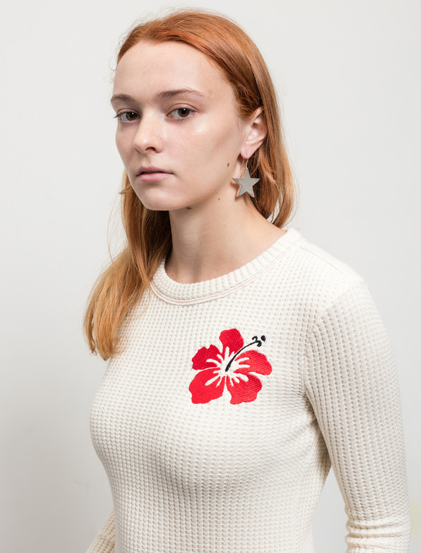 Trademark Embroidered Waffle Crewneck Cream Trademark Embroidered Waffle Crewneck Cream