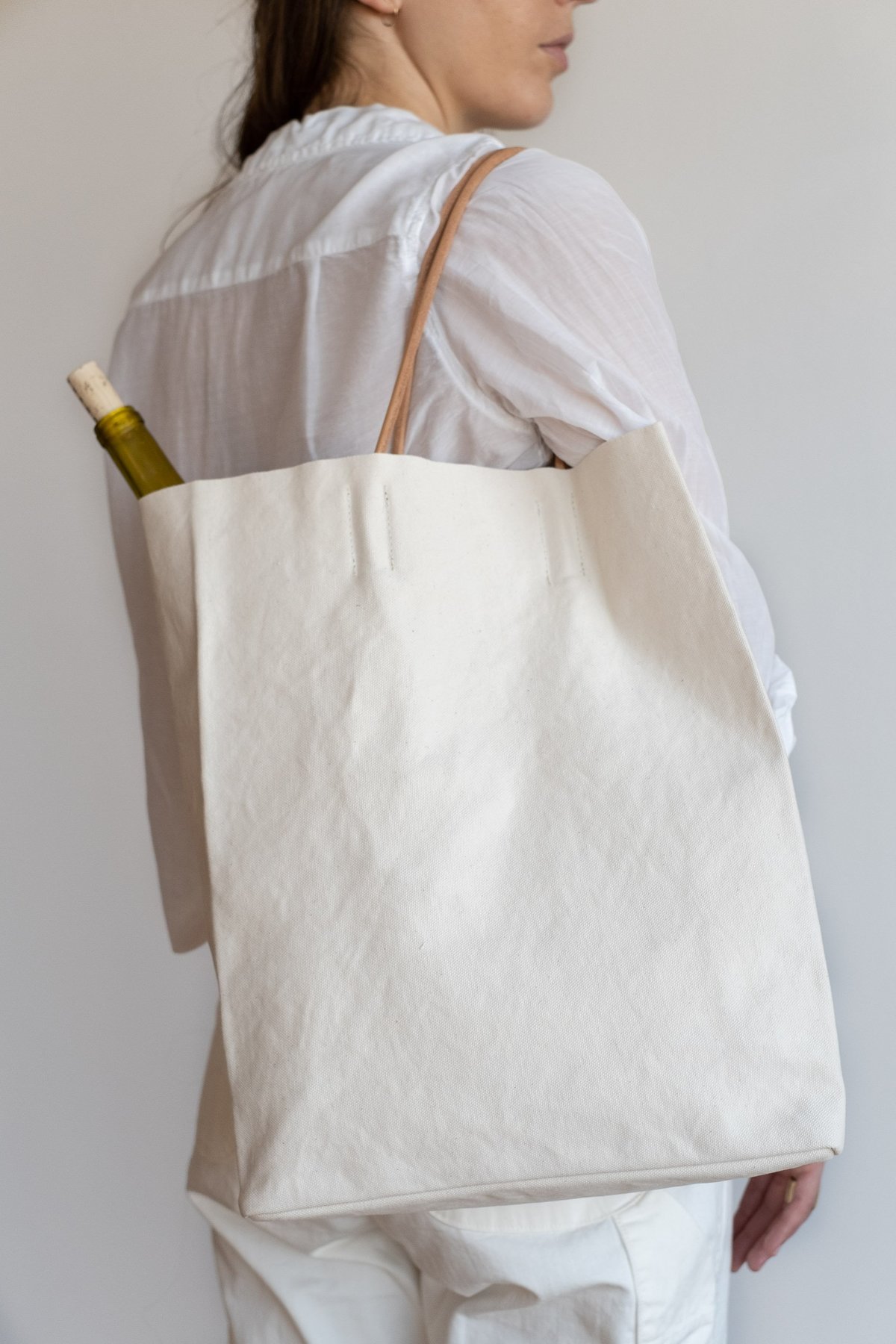 Amiacalva Tall Canvas Paper Bag White Garmentory