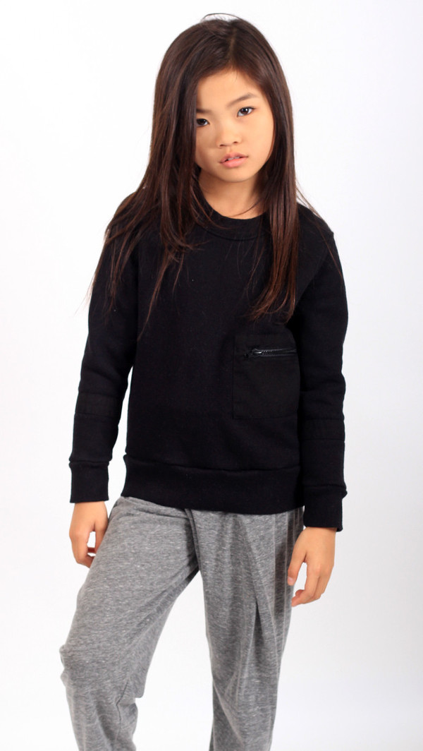 Kid's Mimobee Zippity Pkt Sweat - Black Kid's Mimobee Zippity Pkt Sweat - Black