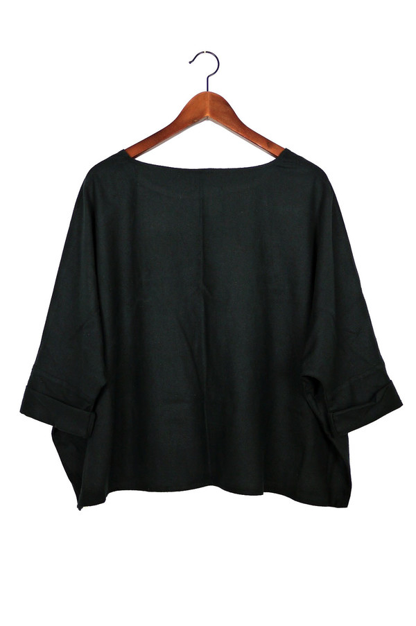 Jamie + The Jones T Top, Black Raw Silk Jamie + The Jones T Top, Black Raw Silk