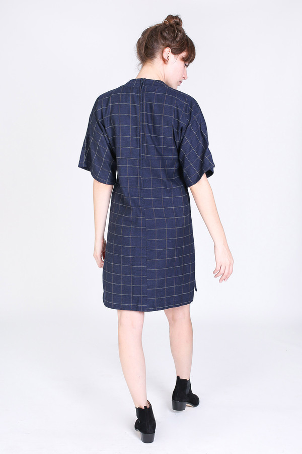 SBJ Austin Kelly dress in navy windowpane SBJ Austin Kelly dress in navy windowpane