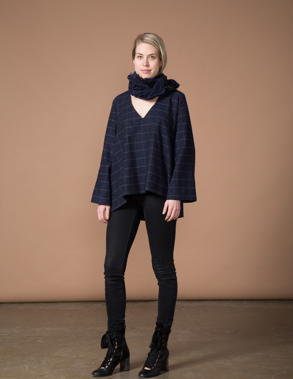 SBJ Austin Pamela Top - Navy Woven Window SBJ Austin Pamela Top - Navy Woven Window