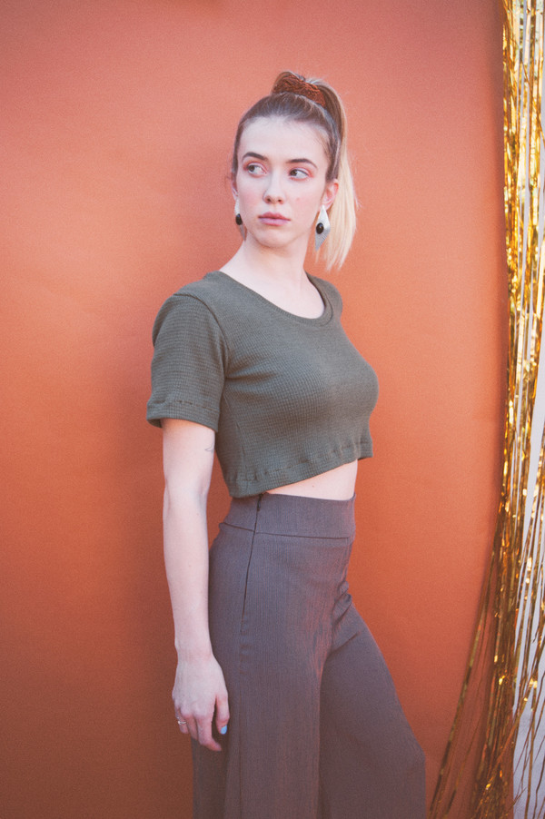Lykke Wullf Green Rib Knit Lola Tee Lykke Wullf Green Rib Knit Lola Tee
