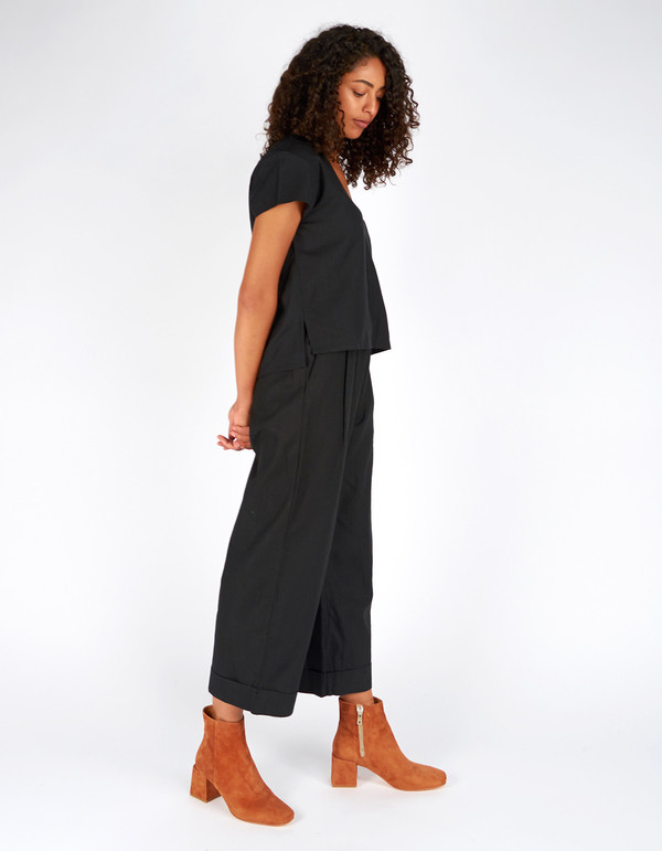 Ali Golden Raw Silk Roll Cuff Pant Black Ali Golden Raw Silk Roll Cuff Pant Black