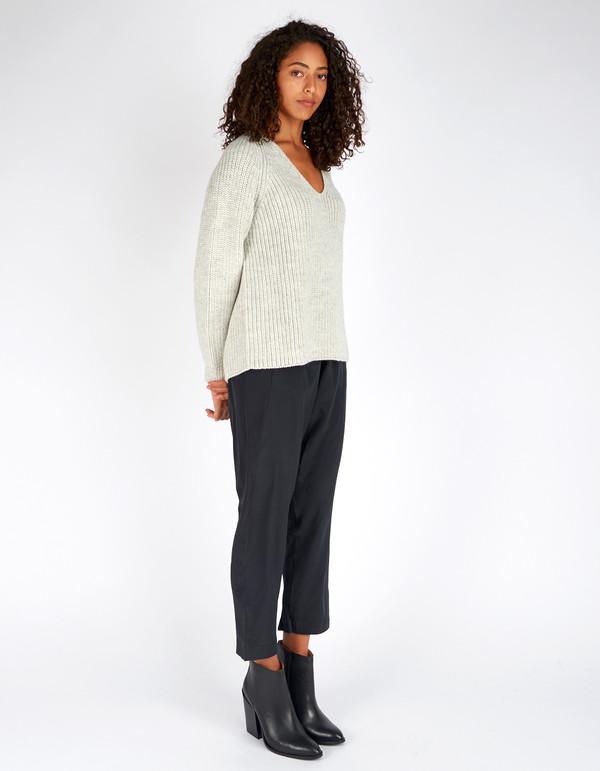 Ali Golden V-Neck Pullover Sweater Grey White Melange Ali Golden V-Neck Pullover Sweater Grey White Melange