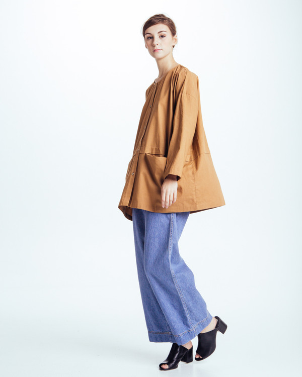 Revisited Matters Cropped Raincoat Top in Clay Revisited Matters Cropped Raincoat Top in Clay