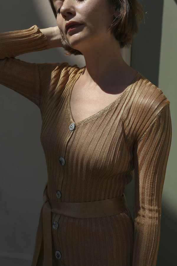 Maryam Nassir Zadeh Paris Knit Dress in Tan Maryam Nassir Zadeh Paris Knit Dress in Tan