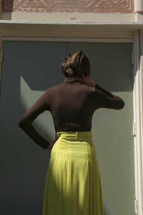 Maryam Nassir Zadeh Renata Pleated Skirt in Acid Maryam Nassir Zadeh Renata Pleated Skirt in Acid