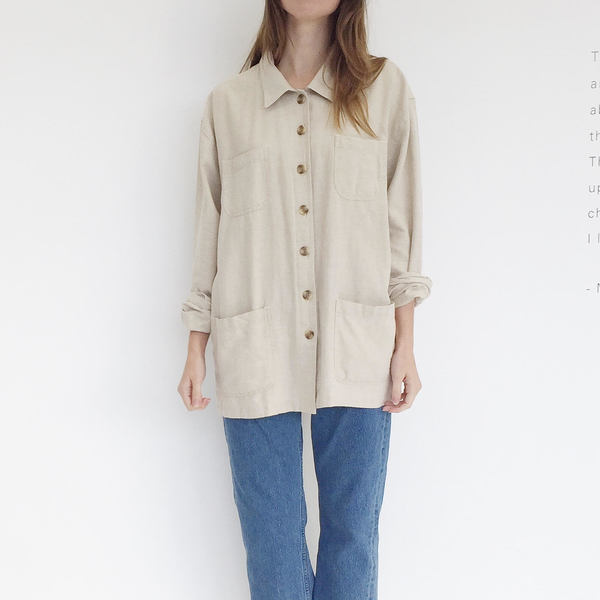 Johan Vintage Beige Linen Blend Work Jacket Johan Vintage Beige Linen Blend Work Jacket