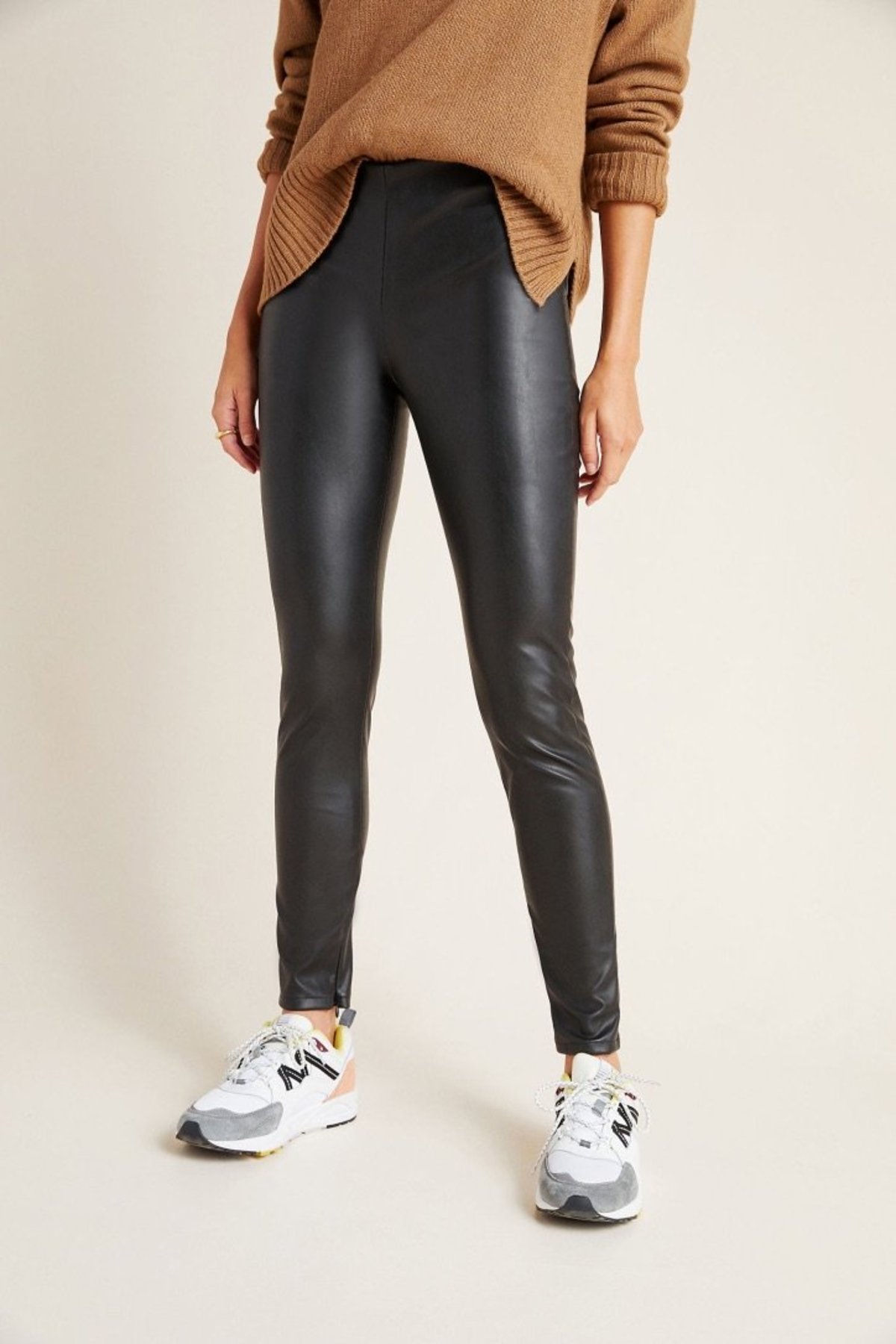 Velvet faux leather leggings Clearance
