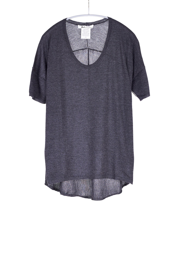 Paychi Guh Cashmere Boxy Tee Charcoal Paychi Guh Cashmere Boxy Tee Charcoal