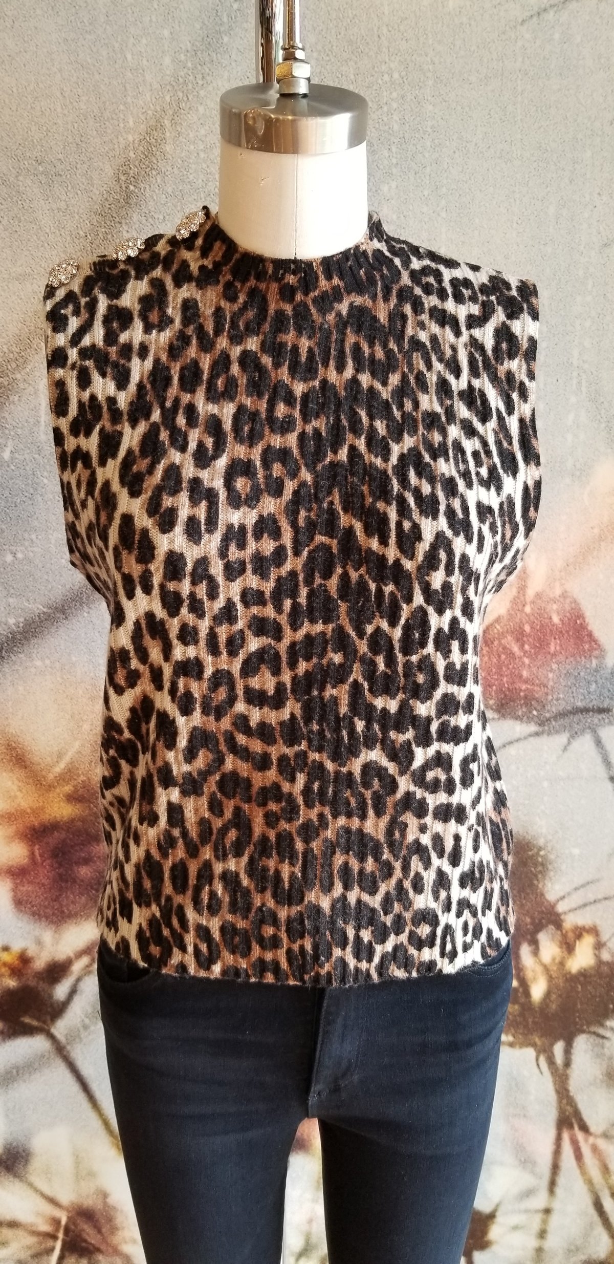 Ganni Print Knit Vest - Leopard 