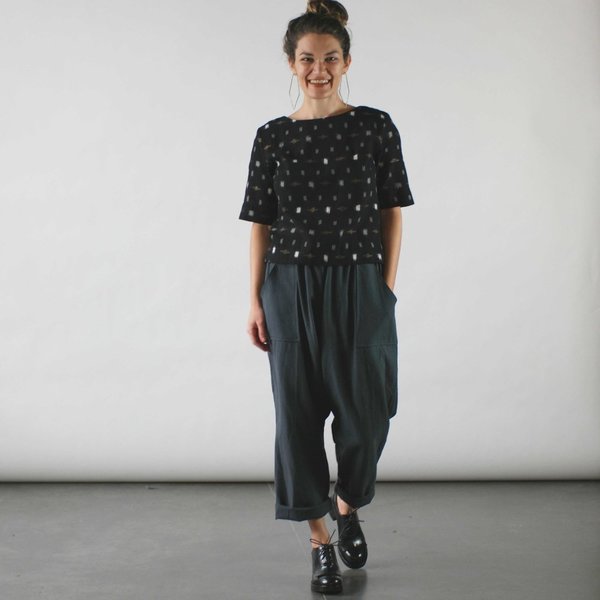 Jennifer Glasgow Makulis Top in Black Ikat Jennifer Glasgow Makulis Top in Black Ikat