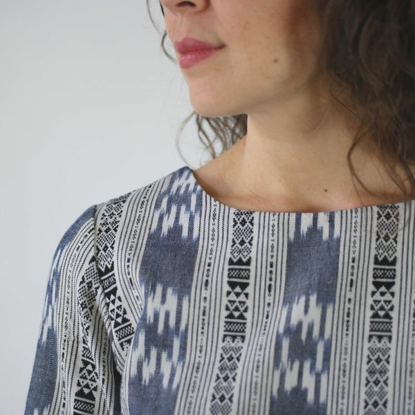 Jennifer Glasgow Makulis Top in Navy Ikat Jennifer Glasgow Makulis Top in Navy Ikat