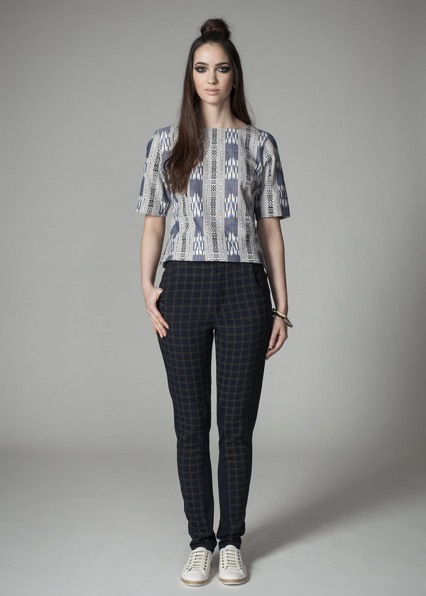 Jennifer Glasgow Makulis Top in Navy Ikat Jennifer Glasgow Makulis Top in Navy Ikat